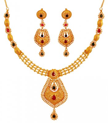 22K Chand Bali Necklace Set ( Gold Designer Sets )