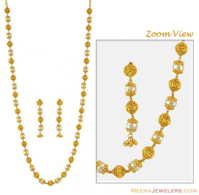 22K Gold Balls Maala Set ( Antique Necklace Sets )