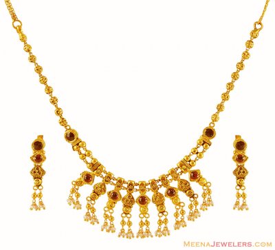 22K Light Necklace Set ( Antique Necklace Sets )