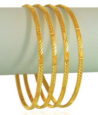 22K Gold Machine Bangles (4 Pcs) ( Set of Bangles )