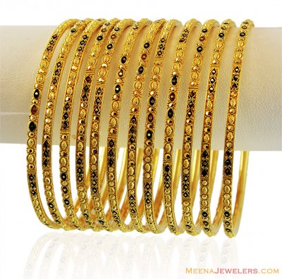 22K Designer Meena Bangles Set (8 Pcs only) ( Set of Bangles )