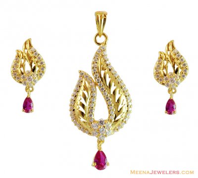 22k Designer Stones Pendant Set  ( Fancy Pendant Set )