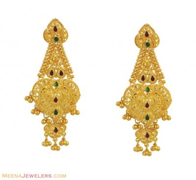 22K Meenakari Long Earrings ( Long Earrings )