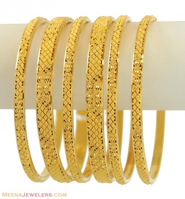 Gold Bangles Set (6 pcs) ( Set of Bangles )