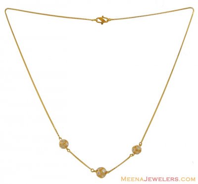 22kt Gold Chain with CZ ( Necklace with Stones )