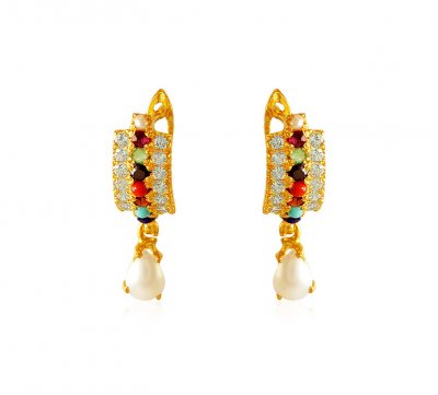 22K CZ Studded Clip On Earrings ( Clip On Earrings )