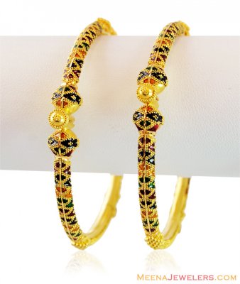 Exclusive Gold Meena Pipe kada(2PC) ( Kadas )