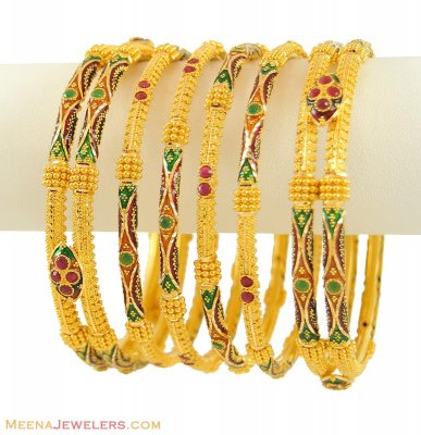 Gold MeenaKari Bangles set ( Set of Bangles )