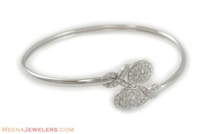 18k White gold kada (bangle) ( Stone Bangles )