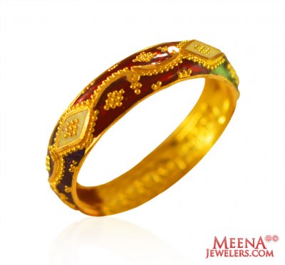 22kt Gold Meenakari Band For Ladies ( Ladies Gold Ring )