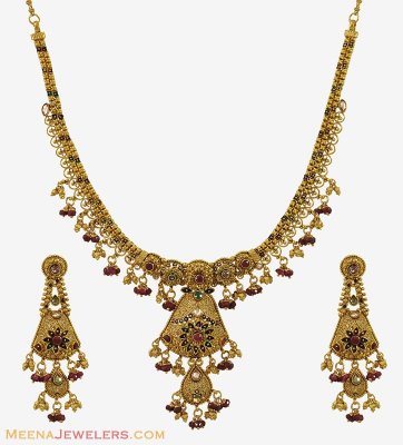 22Kt Gold Antique Set ( Antique Necklace Sets )