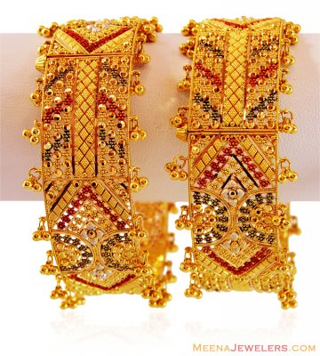 Fancy Gold 3 Tone Kada (2 Pc) ( Kadas )