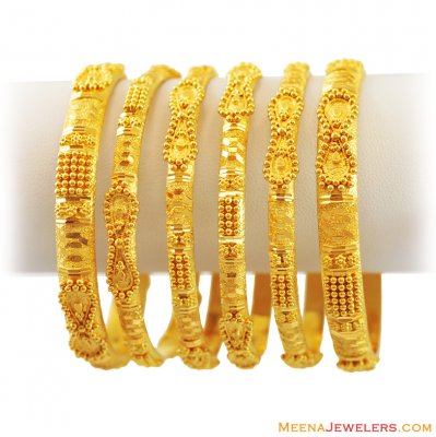 Gold Bangles Set(22k) (6 pcs) ( Set of Bangles )