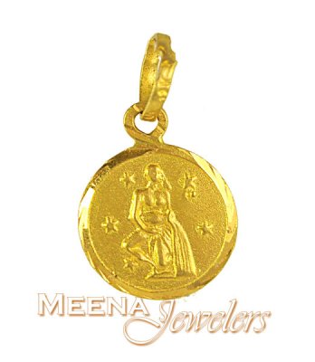 22Kt Gold Aquarius Pendant ( Zodiac Gold Pendants )