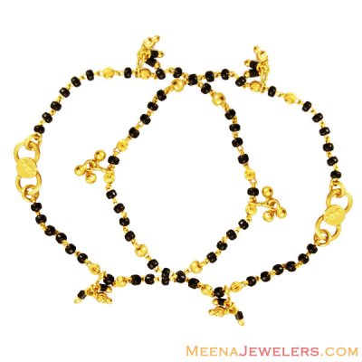 22k Black Beads Kids Mania(2 pcs) ( Black Bead Bracelets )