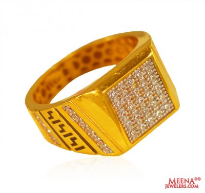 22K Mens CZ Stones Ring ( Mens Signity Rings )