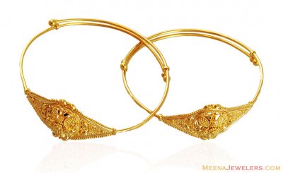 22k Gold Baby Kadas (2 Pc) ( Baby Bangles )