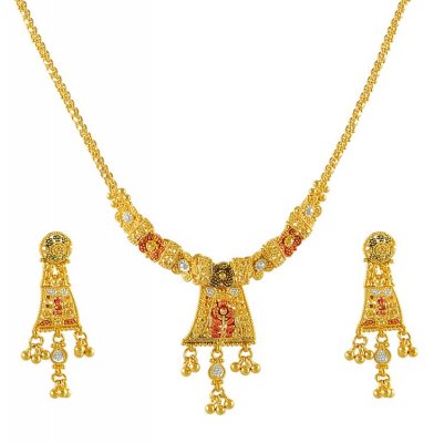 Gold 3 Tone Necklace Set ( 22 Kt Gold Sets )