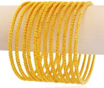 Yellow Gold Churi Set (8 pcs) ( Set of Bangles )