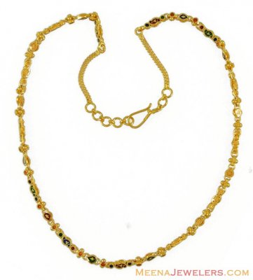 Fancy Meenakari Chain (16 Inch) ( 22Kt Gold Fancy Chains )