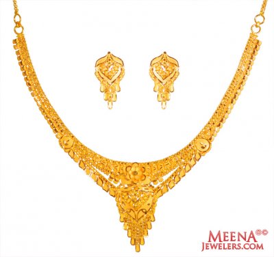 22 Karat Gold Necklace Earring Set ( 22 Kt Gold Sets )