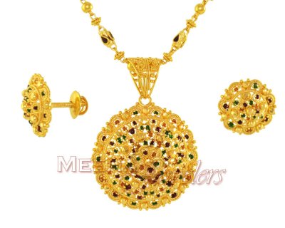 MeenaKari Pendant Set (22Kt Gold) ( Gold Pendant Sets )