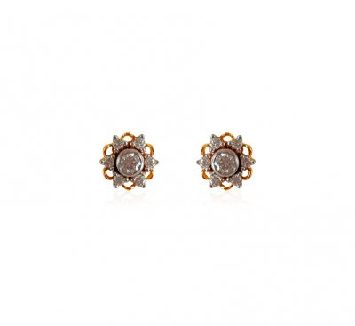 18K Yellow Gold Diamond Earrings ( Diamond Earrings )