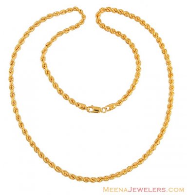 Gold Rope Chain (20 Inch) ( Plain Gold Chains )