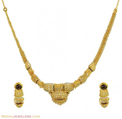 21k 2 Tone Necklace Set ( 22 Kt Gold Sets )