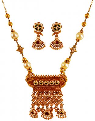 22KT Gold Antique Set ( Antique Necklace Sets )