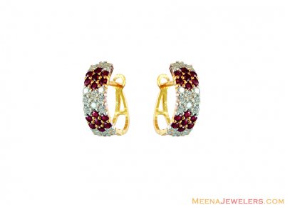 Designer Ruby Clip On Earrings 22k  ( Clip On Earrings )