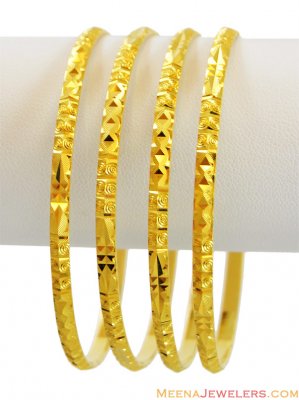 22K Gold Machine Bangles (4 pcs) ( Set of Bangles )