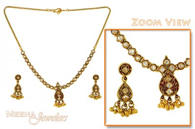 22Kt Gold Antique Necklace Set ( Antique Necklace Sets )