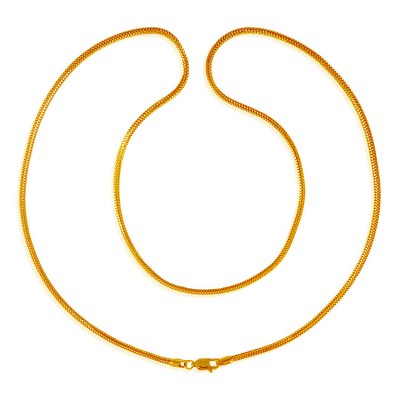 22K Gold Plain Chain(24inch) ( Plain Gold Chains )