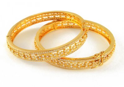 22K Gold Bangles with CZ ( Stone Bangles )