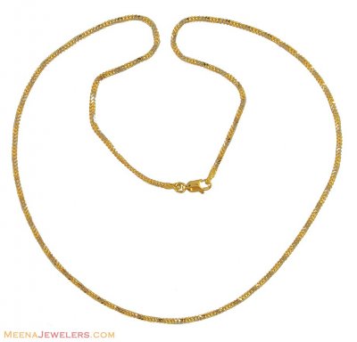 22K Gold Two Tone Chain ( Plain Gold Chains )