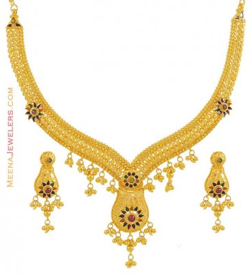 22k Meenakari Necklace Set ( 22 Kt Gold Sets )