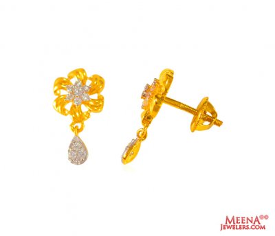 Gold Tops with CZ (22 Karat) ( Signity Earrings )