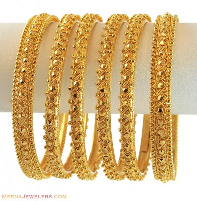 22K Filigree Bangles Set (6 pcs) ( Set of Bangles )