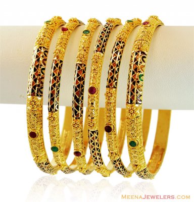 22k Meenakari Filigree Bangles Set  ( Set of Bangles )