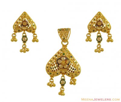 Gold Heart Pendant Set (22 karat) ( Gold Pendant Sets )