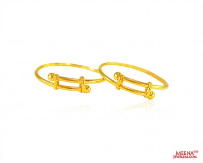 22 Karat Gold Plain Kids Kada ( Baby Bangles )