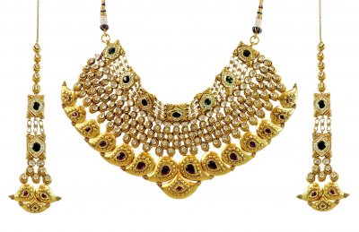 22k Traditional Antique Bridal Set ( Antique Necklace Sets )