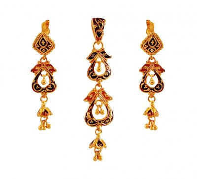 22K Meenakari Pendent Set ( Gold Pendant Sets )