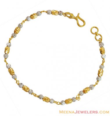 22K Fancy 2Tone Gold Balls Bracelet ( Ladies Bracelets )