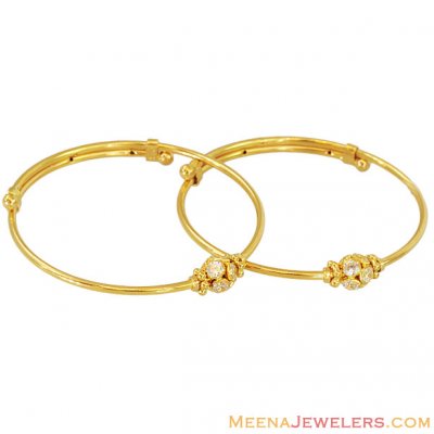 22k Fancy Ball Kids Bangles(2 Pcs) ( Baby Bangles )