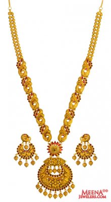 22 Kt Antique Gold Necklace Set ( Antique Necklace Sets )