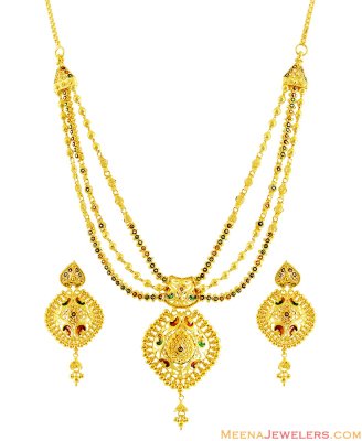 Layered Meenakari Necklace Set 22K ( 22 Kt Gold Sets )