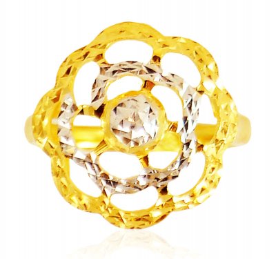 22 Karat Gold Two Tone Ring ( Ladies Gold Ring )