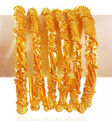 22 Karat Gold Bangles Set (6 PCs) ( Set of Bangles )